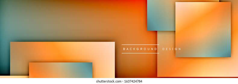 Square shapes composition geometric abstract background. 3D shadow effects and fluid gradients. Modern overlapping forms. Vector Illustration For Wallpaper, Banner, Background, Card, Book