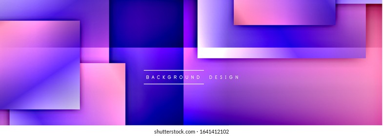 Square shapes composition geometric abstract background. 3D shadow effects and fluid gradients. Modern overlapping forms. Vector Illustration For Wallpaper, Banner, Background, Card, Book