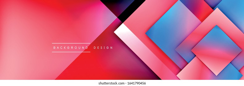 Composición de formas cuadradas fondo abstracto geométrico. efectos de sombra 3D y gradientes de fluido. Formularios superpuestos modernos. Ilustración vectorial para papel de escritorio, pancarta, fondo, tarjeta, libro