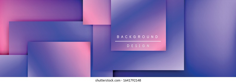 Square shapes composition geometric abstract background. 3D shadow effects and fluid gradients. Modern overlapping forms. Vector Illustration For Wallpaper, Banner, Background, Card, Book