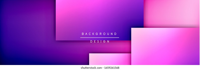 Die quadratischen Formen bilden den geometrischen abstrakten Hintergrund. 3D-Schatteneffekte und Flüssigkeitstradienten. Moderne überlappende Formen. Vektorillustration-Illustration für Bildschirmhintergrund, Banner, Hintergrund, Karte, Buch