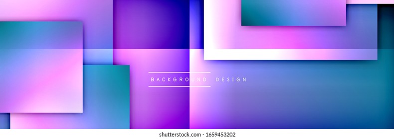 Square shapes composition geometric abstract background. 3D shadow effects and fluid gradients. Modern overlapping forms. Vector Illustration For Wallpaper, Banner, Background, Card, Book