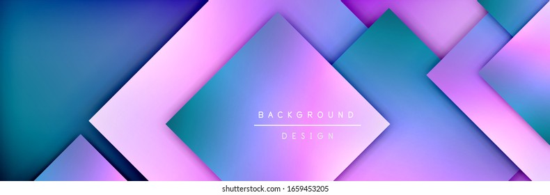 Square shapes composition geometric abstract background. 3D shadow effects and fluid gradients. Modern overlapping forms. Vector Illustration For Wallpaper, Banner, Background, Card, Book
