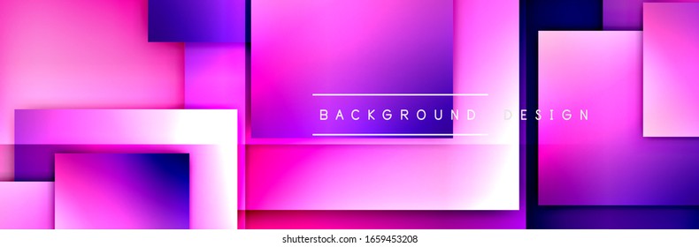 Square shapes composition geometric abstract background. 3D shadow effects and fluid gradients. Modern overlapping forms. Vector Illustration For Wallpaper, Banner, Background, Card, Book