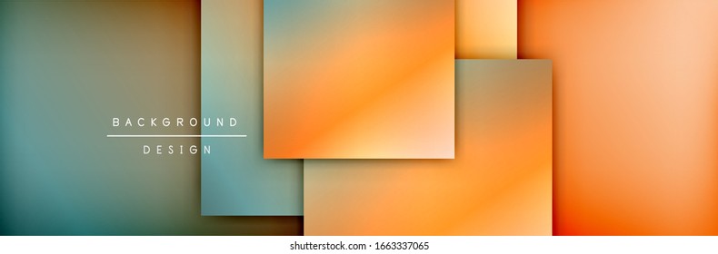 Square shapes composition geometric abstract background. 3D shadow effects and fluid gradients. Modern overlapping forms. Vector Illustration For Wallpaper, Banner, Background, Card, Book