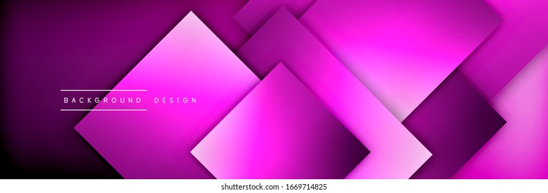 Square shapes composition geometric abstract background. 3D shadow effects and fluid gradients. Modern overlapping forms. Vector Illustration For Wallpaper, Banner, Background, Card, Book