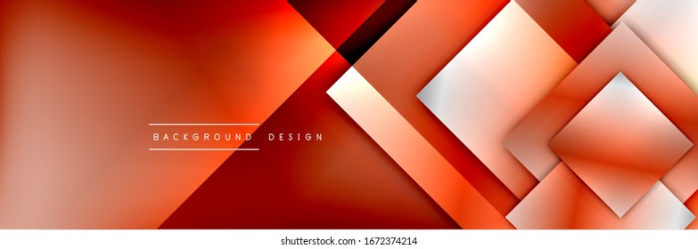 Die quadratischen Formen bilden den geometrischen abstrakten Hintergrund. 3D-Schatteneffekte und Flüssigkeitstradienten. Moderne überlappende Formen. Vektorillustration-Illustration für Bildschirmhintergrund, Banner, Hintergrund, Karte, Buch