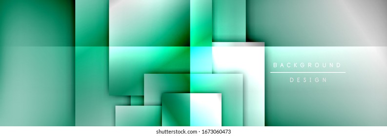 Las formas cuadradas componen el fondo abstracto geométrico. Efectos de sombra 3D y gradientes de fluido. Formularios solapados modernos. Ilustración vectorial para papel tapiz, pancarta, fondo, tarjeta, libro