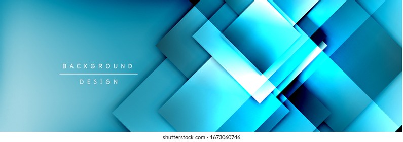 Square shapes composition geometric abstract background. 3D shadow effects and fluid gradients. Modern overlapping forms. Vector Illustration For Wallpaper, Banner, Background, Card, Book