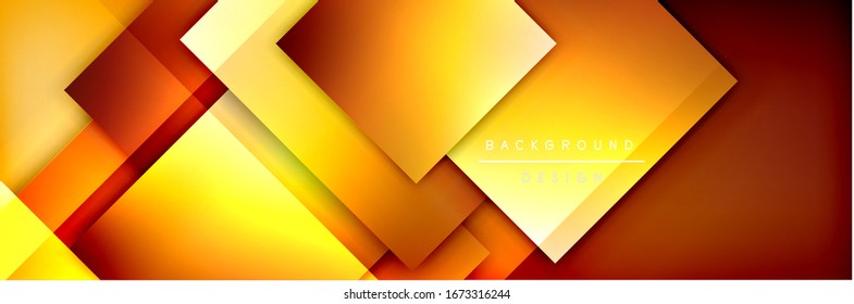 Square shapes composition geometric abstract background. 3D shadow effects and fluid gradients. Modern overlapping forms. Vector Illustration For Wallpaper, Banner, Background, Card, Book