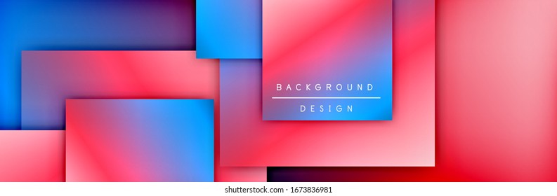 Square shapes composition geometric abstract background. 3D shadow effects and fluid gradients. Modern overlapping forms. Vector Illustration For Wallpaper, Banner, Background, Card, Book