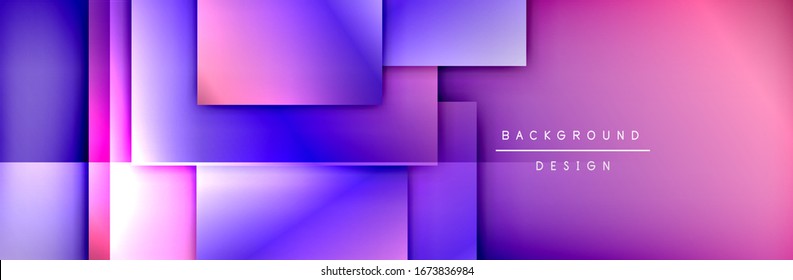 Las formas cuadradas componen el fondo abstracto geométrico. Efectos de sombra 3D y gradientes de fluido. Formularios solapados modernos. Ilustración vectorial para papel tapiz, pancarta, fondo, tarjeta, libro