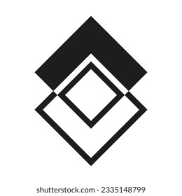 Quadratisches Geometrisches Element für das Logo-Design. Abstraktes Schwarz-Weiß-Symbol. Vektorkunst.