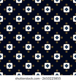 Square shapes geometric motif elegant pattern seamless ornate background. Abstract ornament decorative concept art. Modern fabric design textile swatch ladies dress, man shirt all over print block.