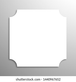 Square sheet for a card or invitation with figured corners. Element for design