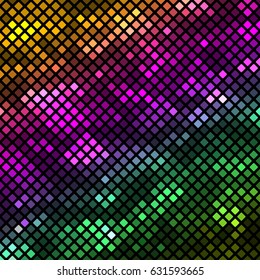 Square shiny background mosaics in the style of 80th-90th. Retro poster in a flat style. vector illustration