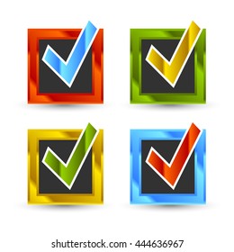 square shiny colored check marks