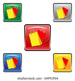 Square shopping bags vector buttons