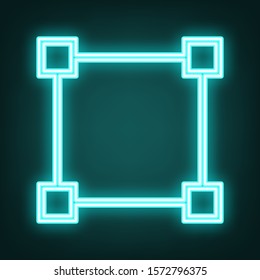 Square sign with anchors. Cyan neon icon in the dark. Bluring. Luminescence. Illustration.