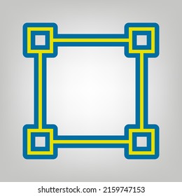 Square sign with anchors. Icon in colors of Ukraine flag (yellow, blue) at gray Background. Illustration.