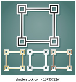 Square sign with anchors. Set of metallic Icons with gray, gold, silver and bronze gradient with white contour and shadow at viridan background. Illustration.