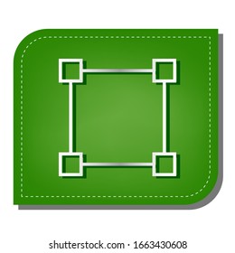Square sign with anchors. Silver gradient line icon with dark green shadow at ecological patched green leaf. Illustration.