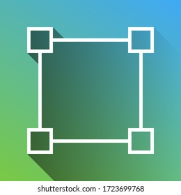 Square sign with anchors. White Icon with gray dropped limitless shadow on green to blue background. Illustration.