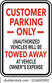 Square Sign Customer Parking Only