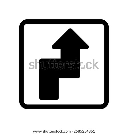 Square Sign Depicting a Sharp Turn and Forward Arrow Direction