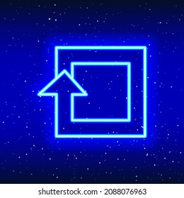 Diseño de neón de signo cuadrado con flecha giratoria interminable. Diseño moderno de signo cuadrado giratorio. Signo de actualización con flecha de galaxia. Icono de neón único y realista. Icono lineal sobre fondo azul.