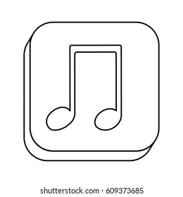 square silhouette button with contour musical note vector illustration