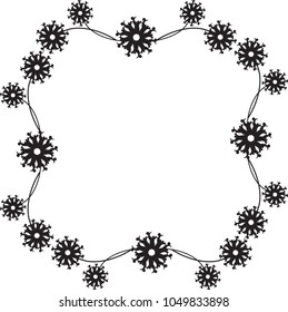 Square silhouette frame with abstract flowers. Copy space. Vector clip art.