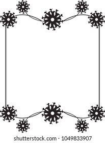 Square silhouette frame with abstract flowers. Copy space. Vector clip art.