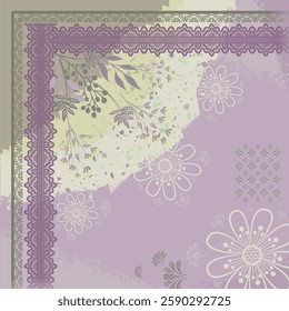 Square Silk Scarf Design With Floral Pastel