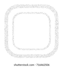Square silver confetti frame or border of random scatter silvery stars isolated on white.