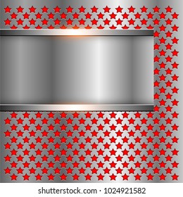 Square silver metallic Background with rectangle banner