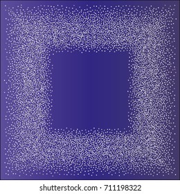 Square silver powder frame or border of random scatter silvery stars on a colored background