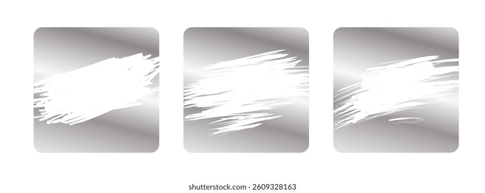 Square silver scratch shapes, distressed elements on transparent background. Concept of lottery, casino, winning, gambling, luck. Vector