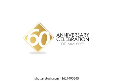 Square Simple 60 year anniversary, minimalist logo years, 60th jubilee, greeting card. Birthday invitation. 60 year sign. Gold space vector illustration on white background - Vector - Powered by Shutterstock - Get 15% off with code: PIKWIZARD15