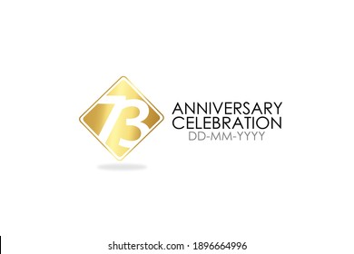 Square Simple 73 year anniversary, minimalist logo years, jubilee, greeting card. Birthday invitation, sign. Gold space vector illustration on white background - Vector