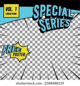 Square simple comic cover front page layout template design