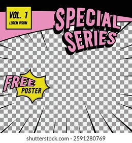 Square simple comic cover front page layout template concept