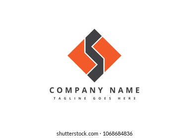 square simple flat logo letter s