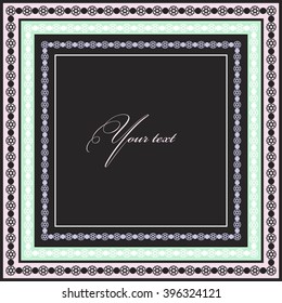 Square simple floral frames. Template greeting card. Vector stock.