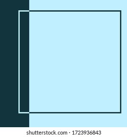Square simple frame in flat style with place for text and photo. Vector illustration. Geometric blue background, banner for publications on social networks.