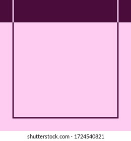 Marco simple cuadrado de estilo plano con lugar para texto y foto. Ilustración vectorial. Fondo geométrico rosado, cartel para redes sociales.