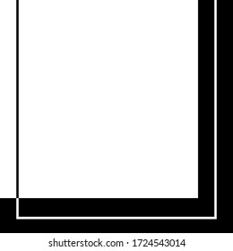 Square simple frame in flat style with place for text and photo. Vector illustration. Geometric black and white background, banner for social networks.
