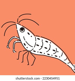 Square simple shrimp icon illustration