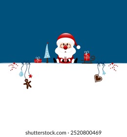 Square Sitting Santa Claus Icons Dark Blue White Dark Red