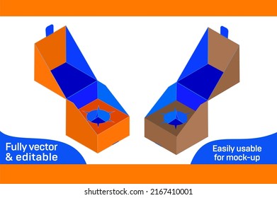 Square Size Auto Bottom Lock Box Dieline Template And 3D Trndering Box